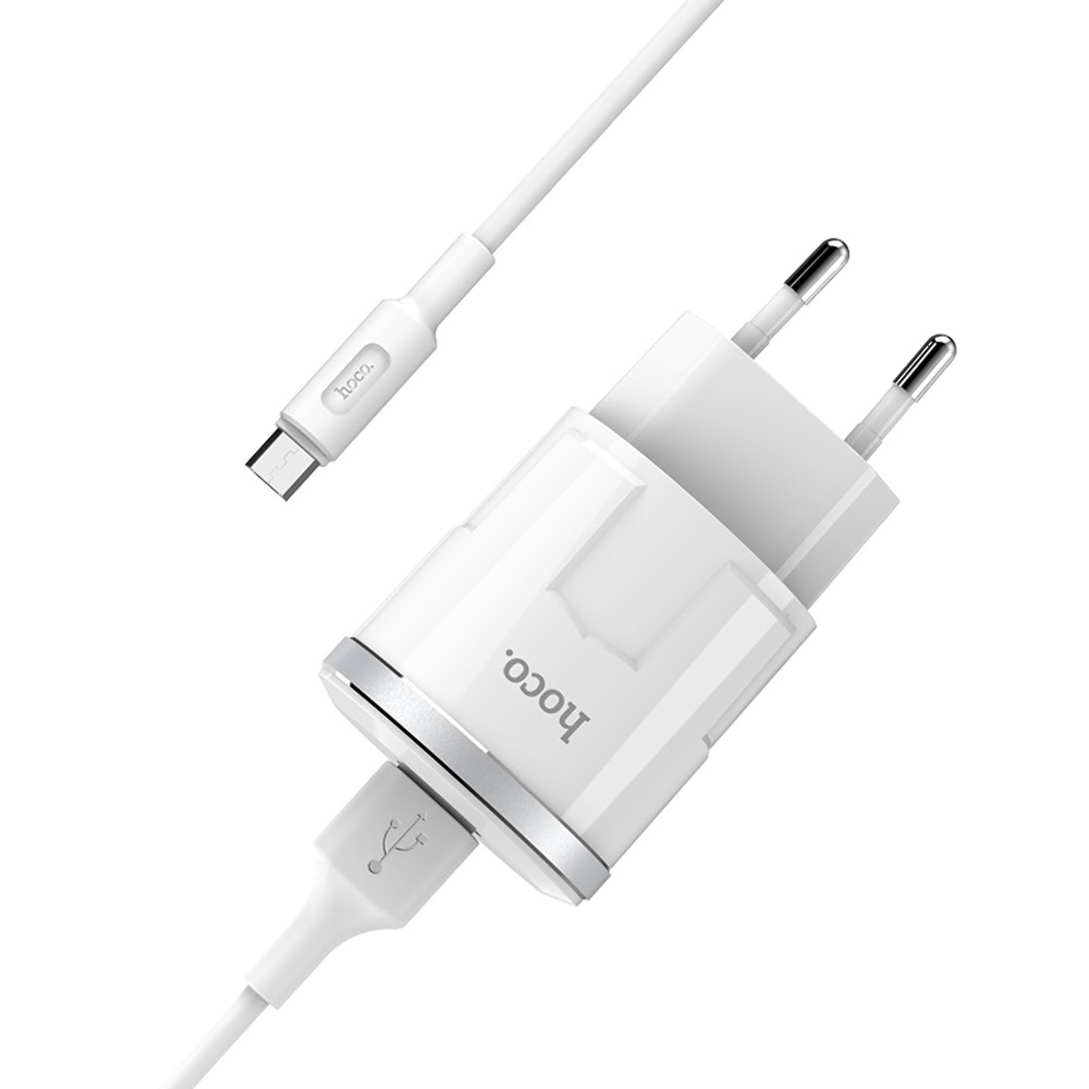 Сетевое зарядное устройство Hoco C37A USB белое + кабель USB to MicroUSB