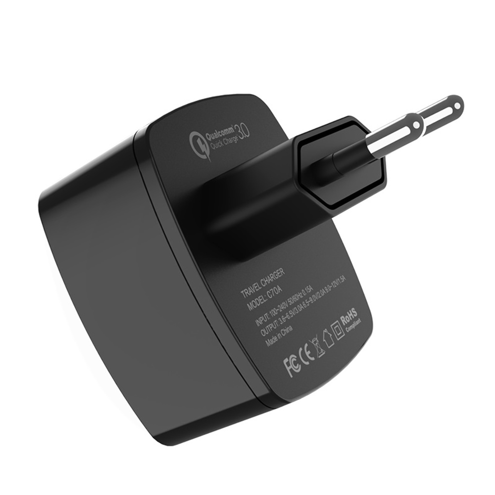 Сетевое зарядное устройство Hoco C70A USB QC черное