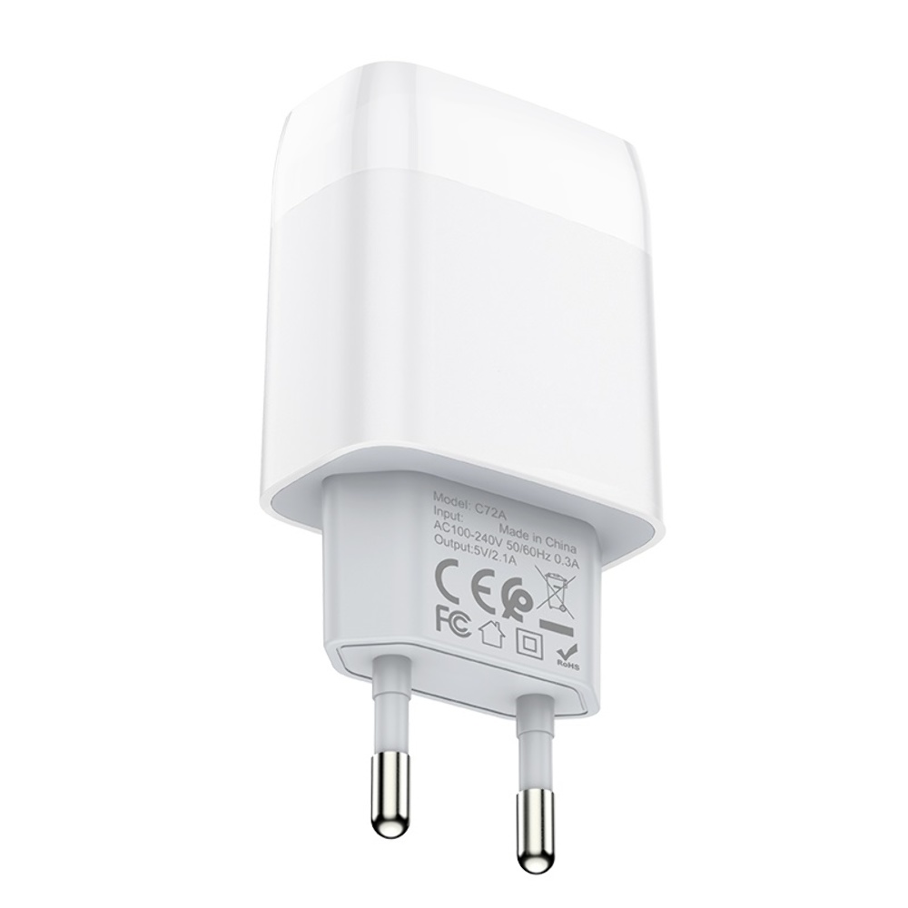 Сетевое зарядное устройство Hoco C72A USB белое