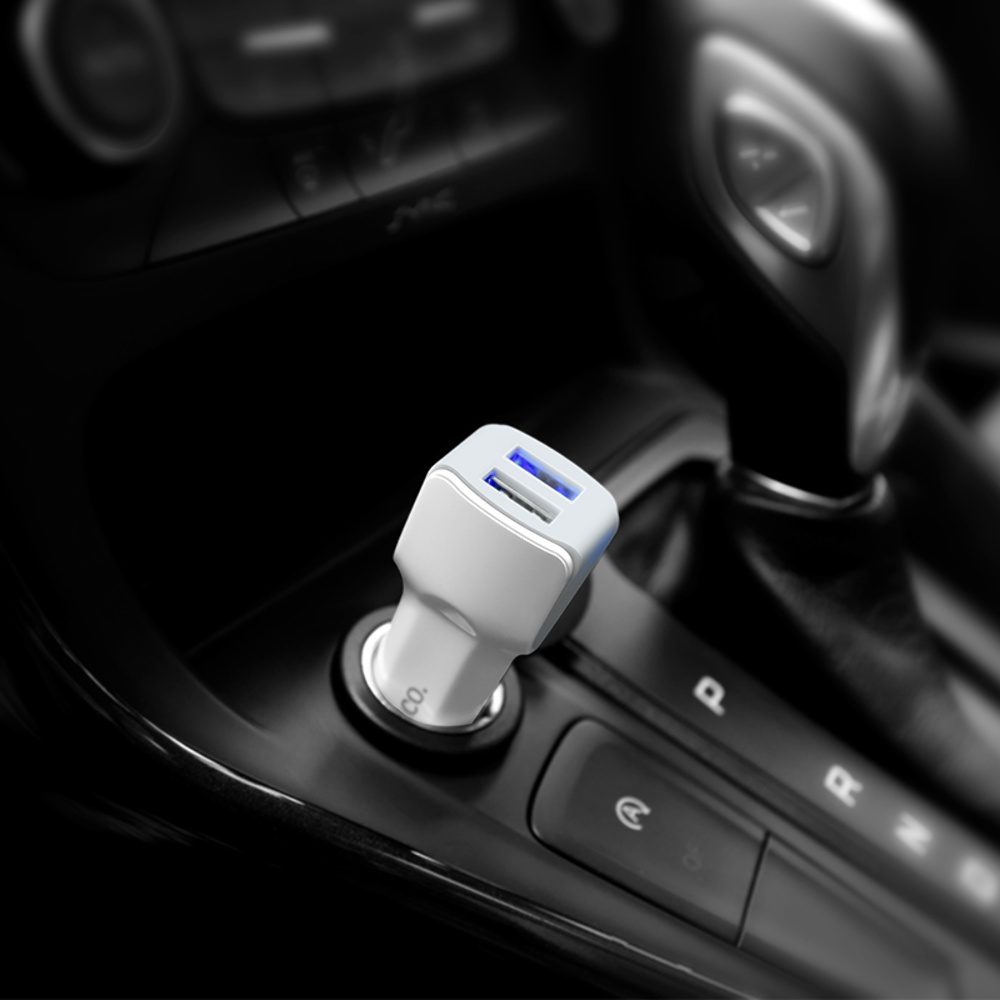 Автомобильное зарядное устройство Hoco Z23 2 USB белое + кабель USB to MicroUSB