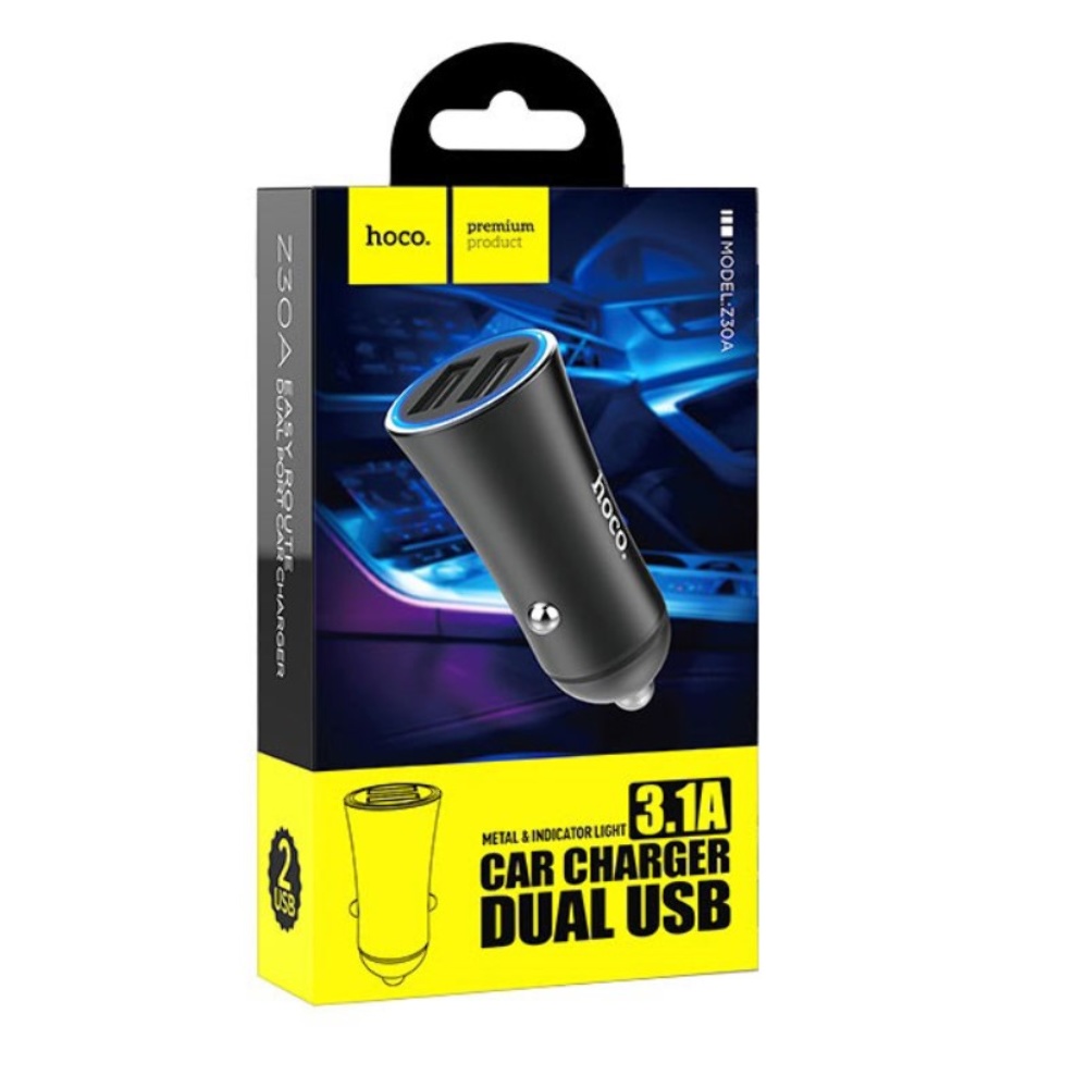 Автомобильное зарядное устройство Hoco Z30A 2 USB черное