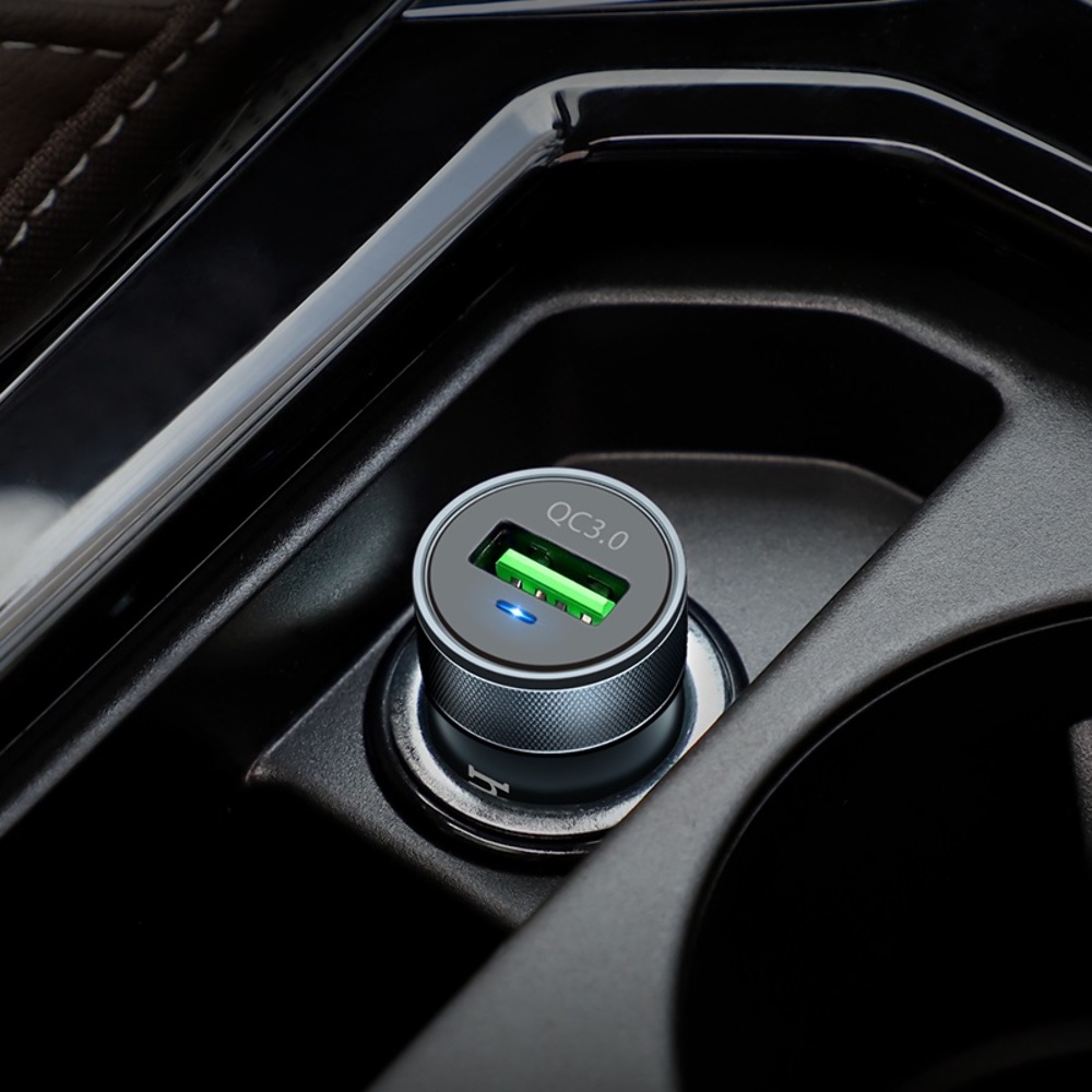 Автомобильное зарядное устройство Hoco Z32 USB QC 18W серое
