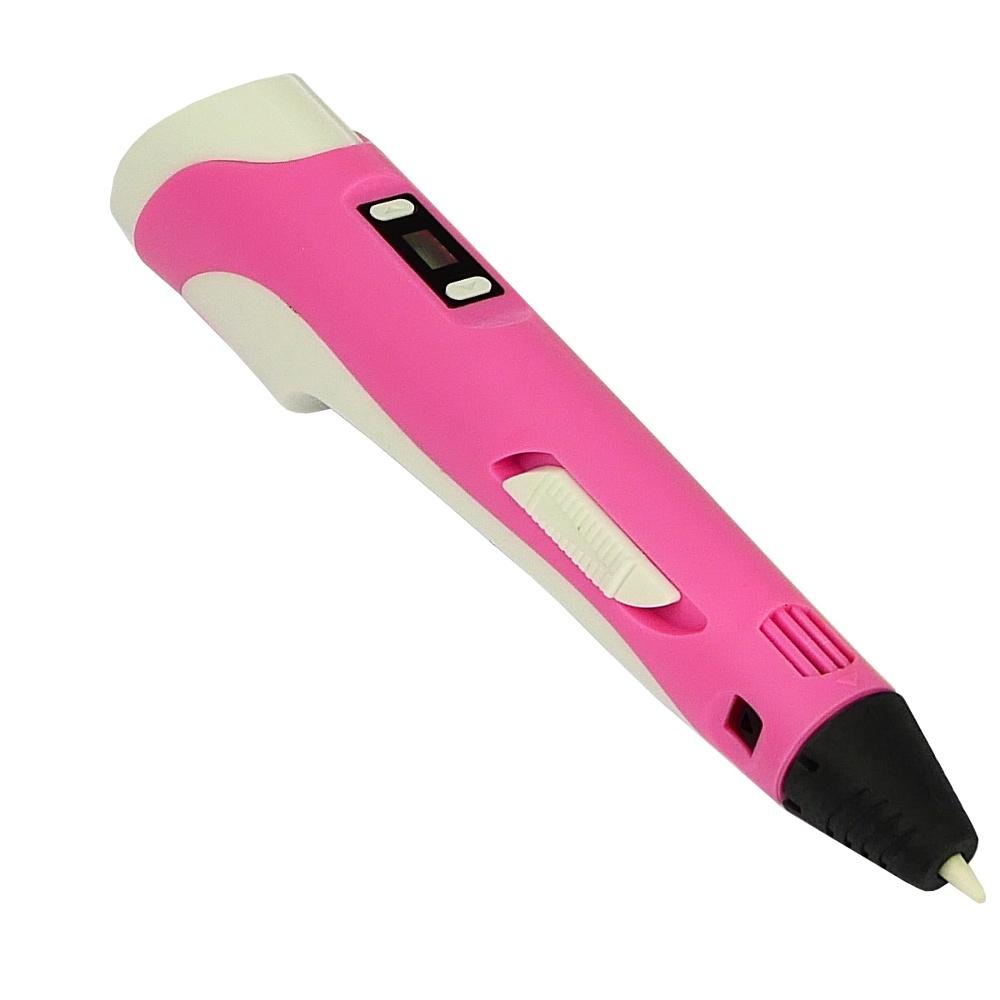 3D ручка с LCD дисплеем 3042-1H 5B/2А, сопло 0.6 мм, темп. 160-235 гр С, контроль скорости, ABS/PLA 1.75 мм розовая