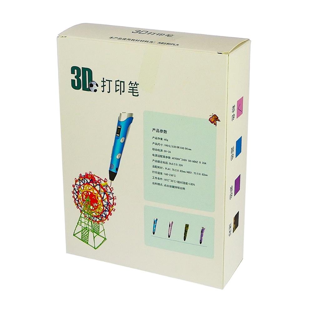3D ручка с LCD дисплеем 3042-1H 5B/2А, сопло 0.6 мм, темп. 160-235 гр С, контроль скорости, ABS/PLA 1.75 мм розовая