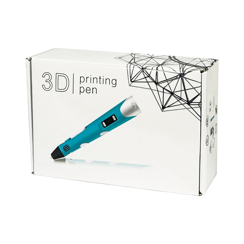 3D ручка с LCD дисплеем V2/D2 12B/2А, сопло 0.6 мм, темп. 160-235 гр С, контроль скорости, ABS/PLA 1.75 мм голубая