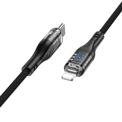 Кабель Hoco U115 с дисплеем Type-C to Lightning PD 1.2m black Кабель Hoco U115 с дисплеем Type-C to Lightning PD 1.2m black