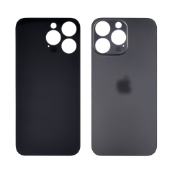 Заднее стекло корпуса для Apple iPhone 14 Pro Space black (тёмно-серое) (Big Hole)