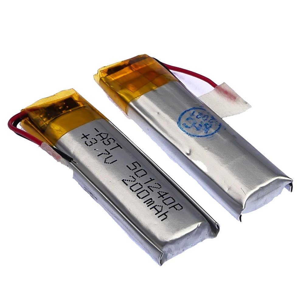 Аккумулятор 501240P универсальный с контроллером, 5 х 12 х 44 мм (200 mAh)/ для кейсов наушников, Bluetooth гарнитур, MP3 плееров