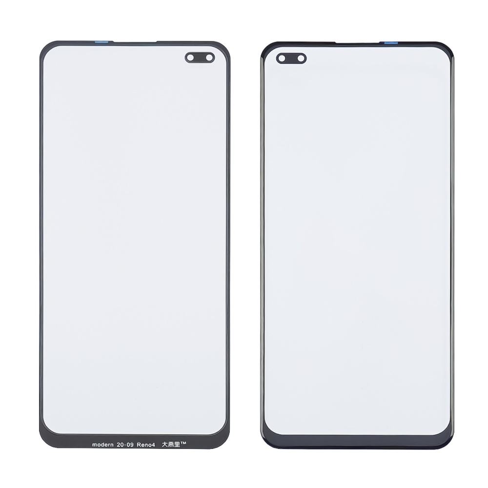 Стекло тачскрина с OCA плёнкой для Oppo A93 (4G)/ Reno 4 чёрное с олеофобным покрытием, закалённое