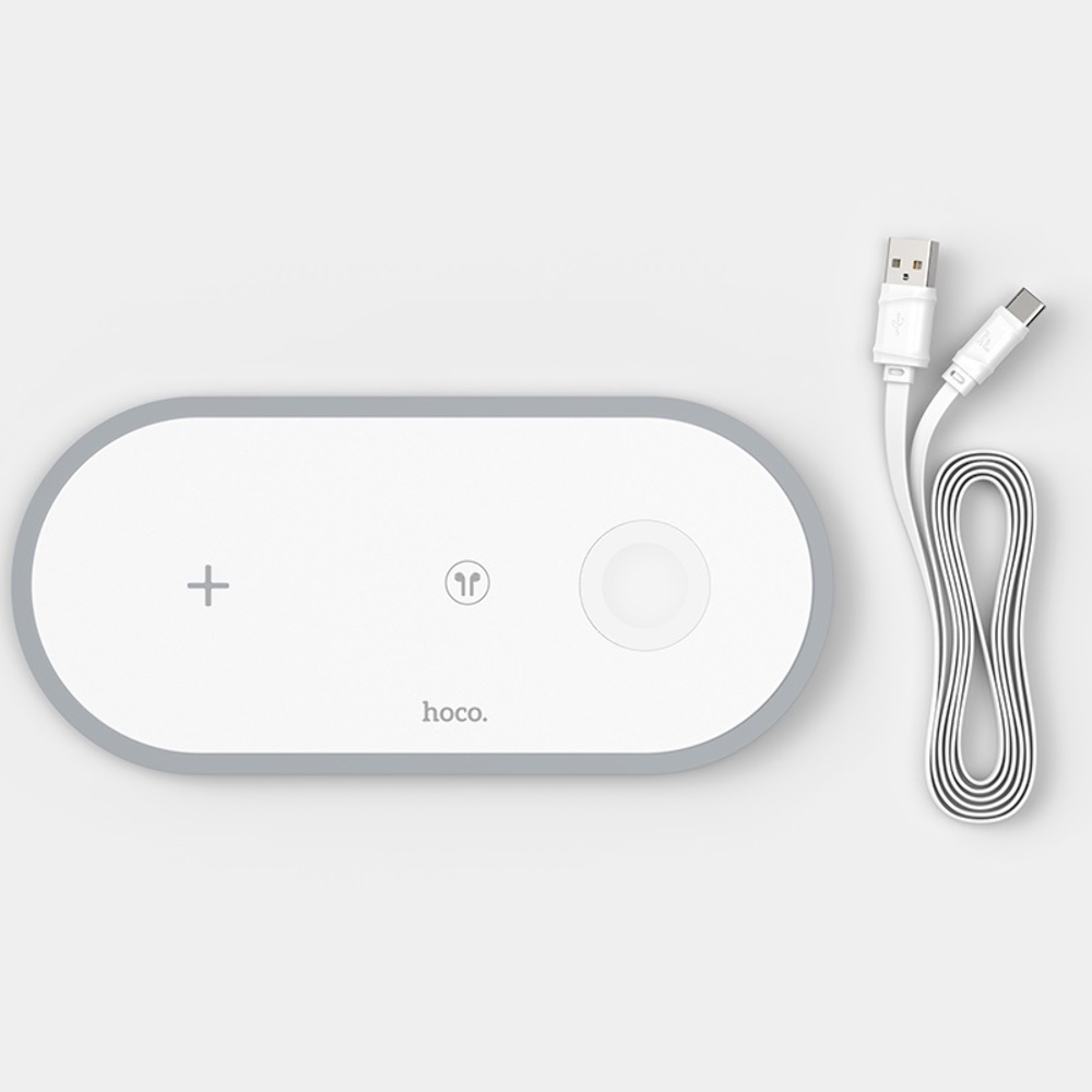 Беспроводное зарядное устройство Hoco CW24 15W 3в1 белое