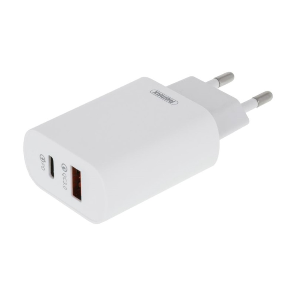Сетевое зарядное устройство Remax RP-U37 USB/ Type-C QC PD белое + кабель Type-C to Lightning