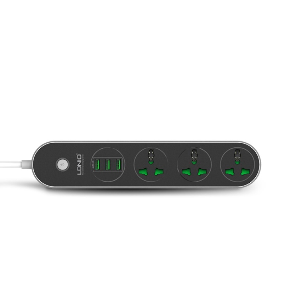 Сетевое зарядное устройство удлинитель Ldnio SC3301 3 USB 3 розетки 1.6m серо-черный
