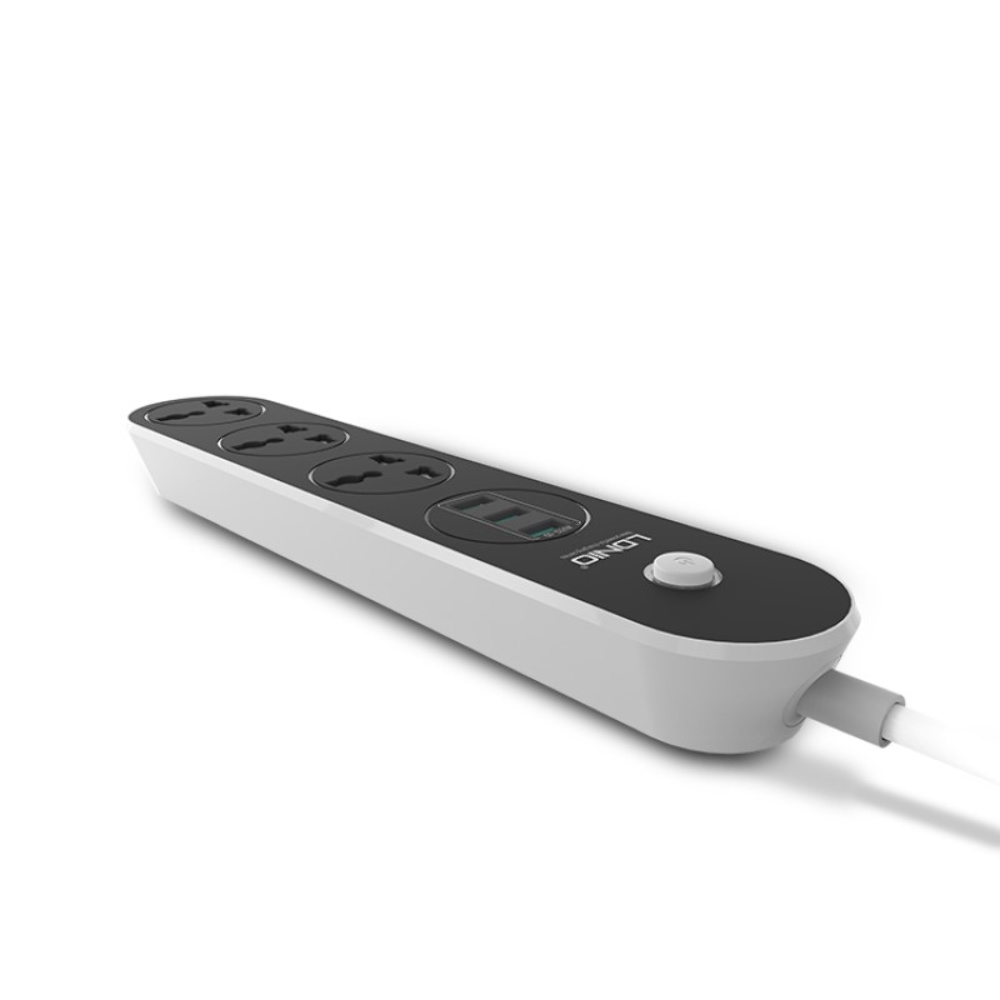 Сетевое зарядное устройство удлинитель Ldnio SC3301 3 USB 3 розетки 1.6m серо-черный