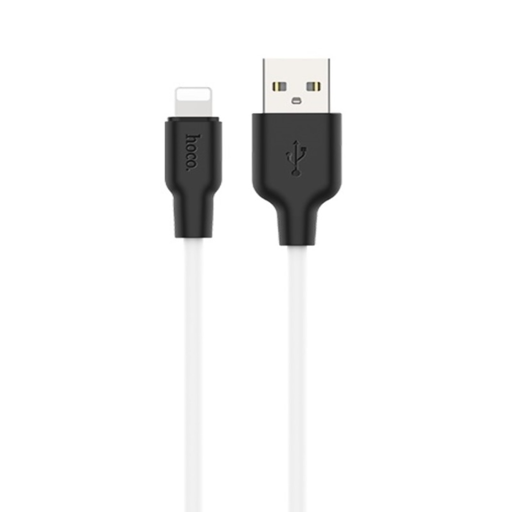 Кабель Hoco X21 Plus USB to Lightning 2m black white