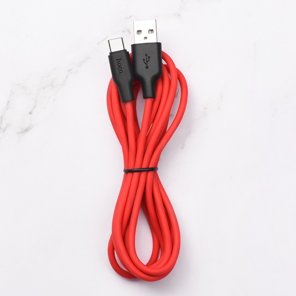 Кабель Hoco X21 Plus USB to Type-C 2m black red