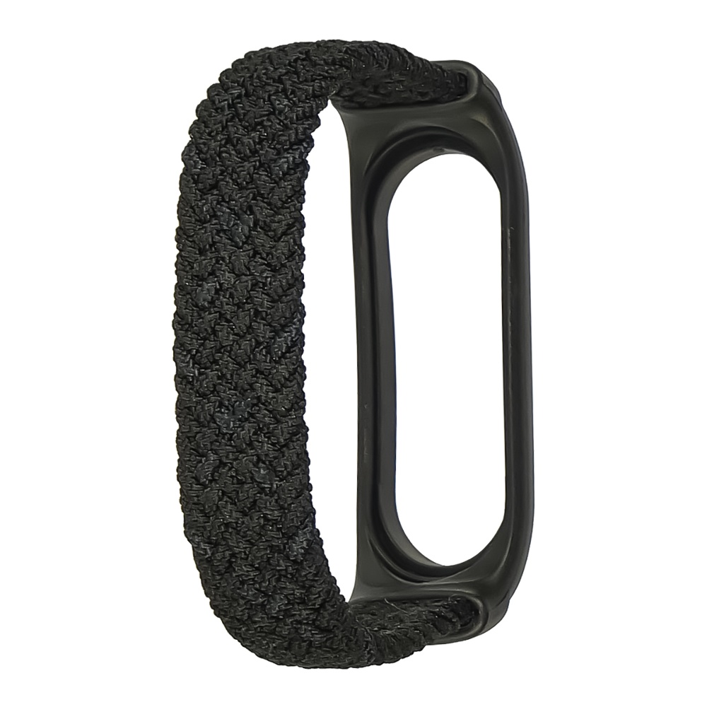 Ремешок нейлоновый Braided rope для Xiaomi Mi Band 3/ 4/ 5/ 6 размер S чёрный