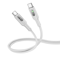 Кабель Hoco U120 с индикатором Type-C to Type-C PD 60W 1.2m grey Кабель Hoco U120 с индикатором Type-C to Type-C PD 60W 1.2m grey