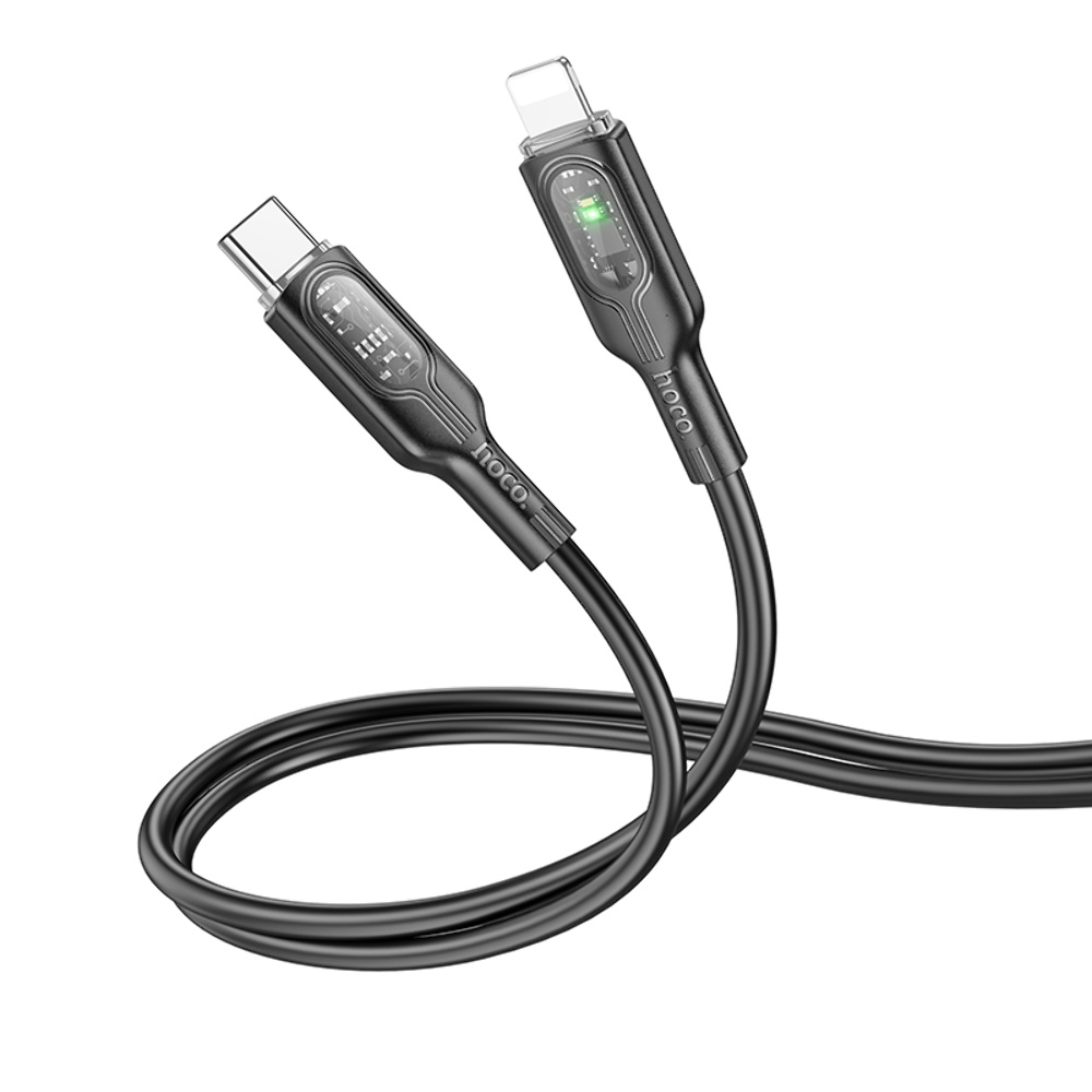 Кабель Hoco U120 с индикатором Type-C to Lightning PD 27W 1.2m black