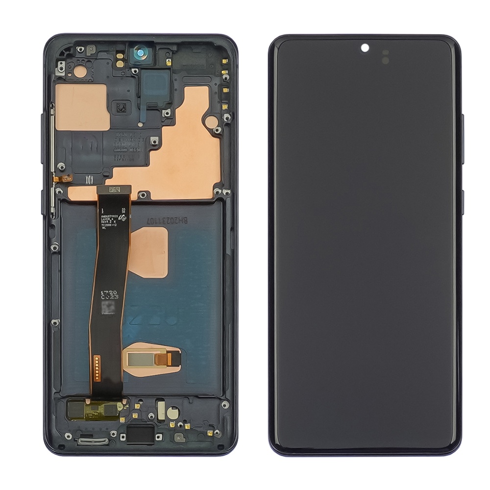 Дисплей для Samsung G990F Galaxy S21 с чёрным тачскрином и белой корпусной рамкой OLED