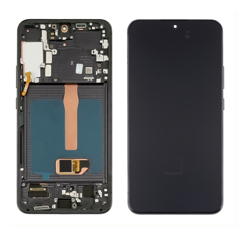 Дисплей для Samsung S908B Galaxy S22 Ultra с чёрным тачскрином и белой корпусной рамкой OLED