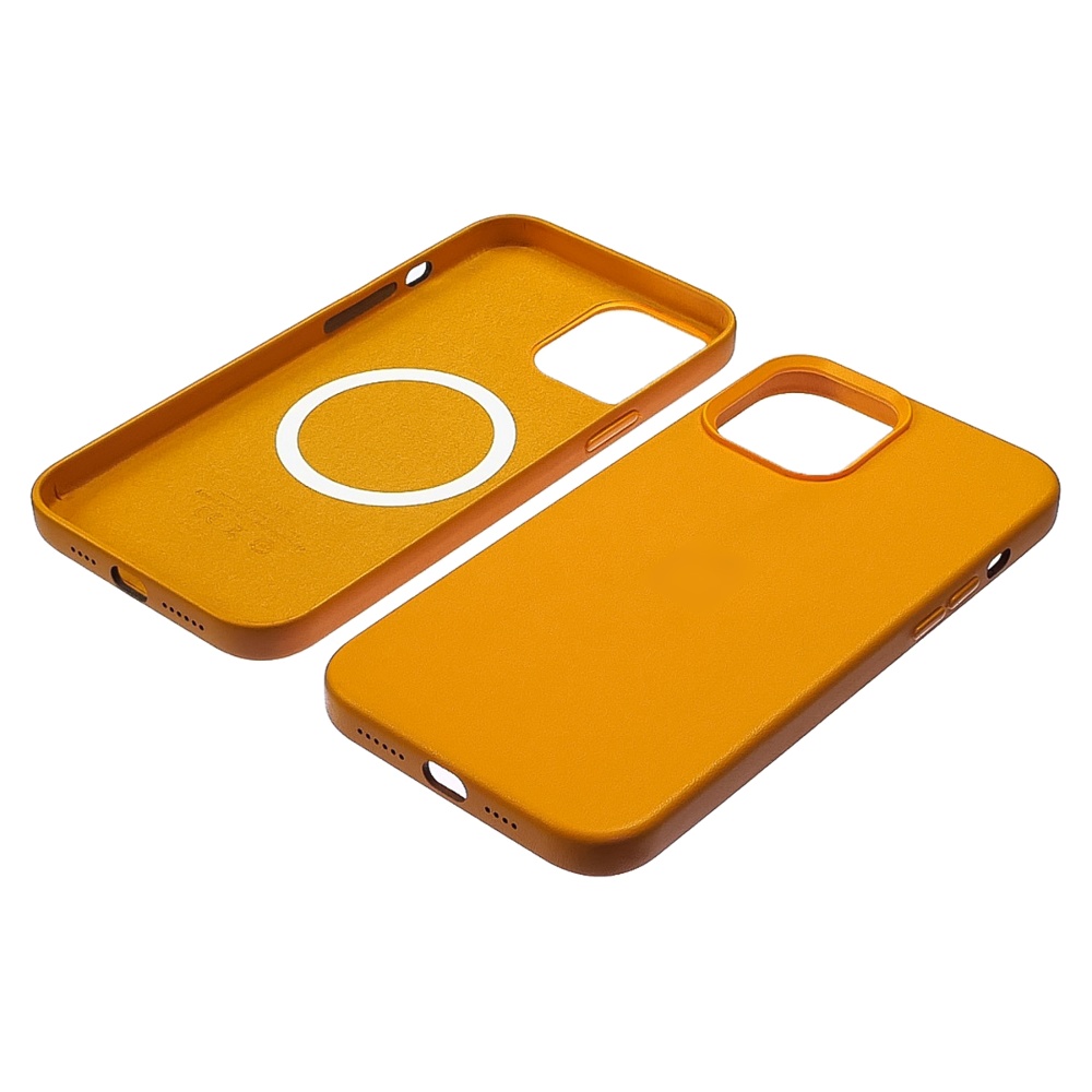 Чехол Leather Case with MagSafe для Apple iPhone 12 Pro Max  08 жёлтый