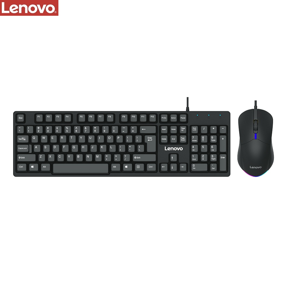Комплект клавиатура и мышь Lenovo KM101 (ENG/ РУС) черный