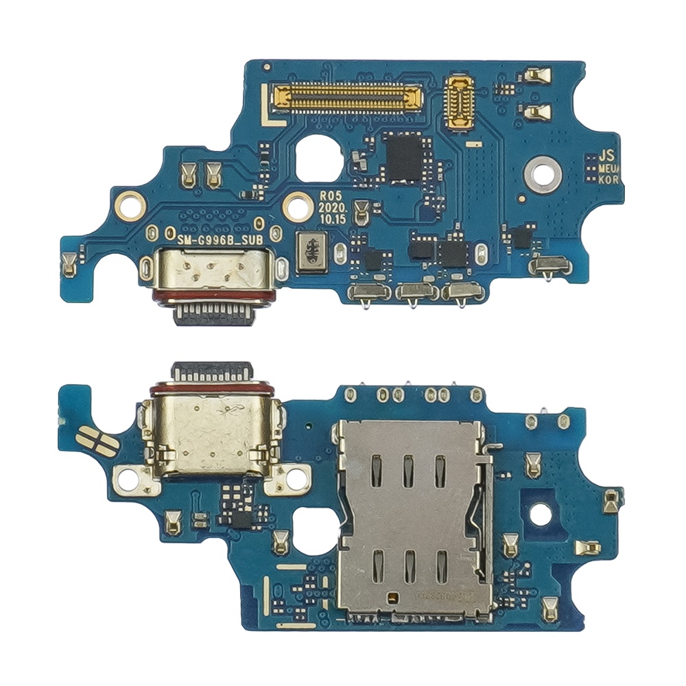 Разъём зарядки для Samsung G996 Galaxy S21 Plus на плате с микрофоном и компонентами