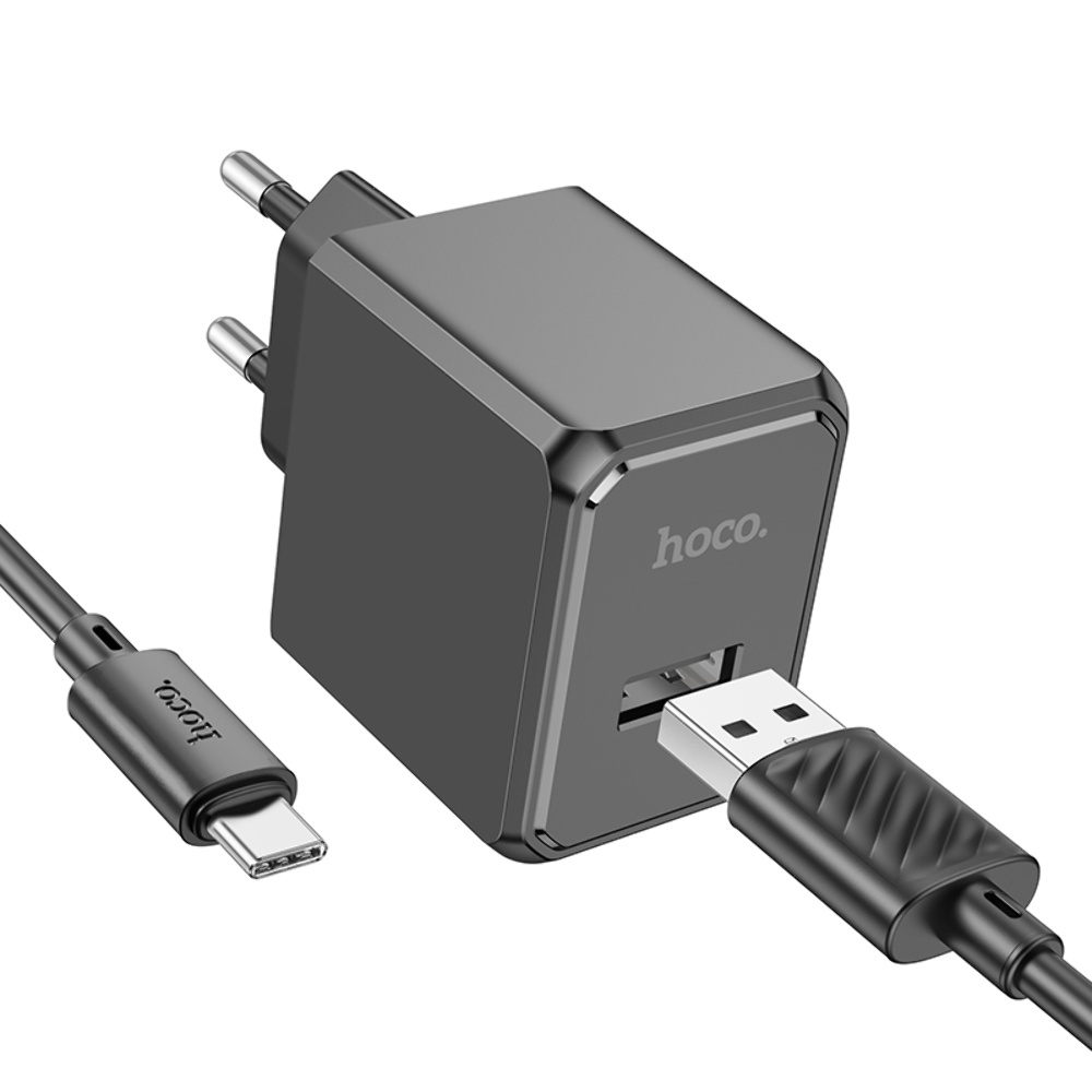 Сетевое зарядное устройство Hoco CS11A USB черное + кабель USB to Type-C
