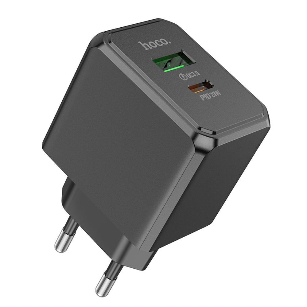Сетевое зарядное устройство Hoco CS14A USB/ Type-C QC PD 20W черное
