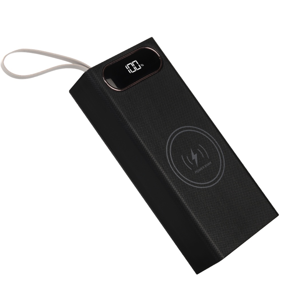 Корпус Multi-powerbank L16, под элементы 18650 до 16 шт, 22.5+15W, с беспроводной зарядкой и фонарём, черный