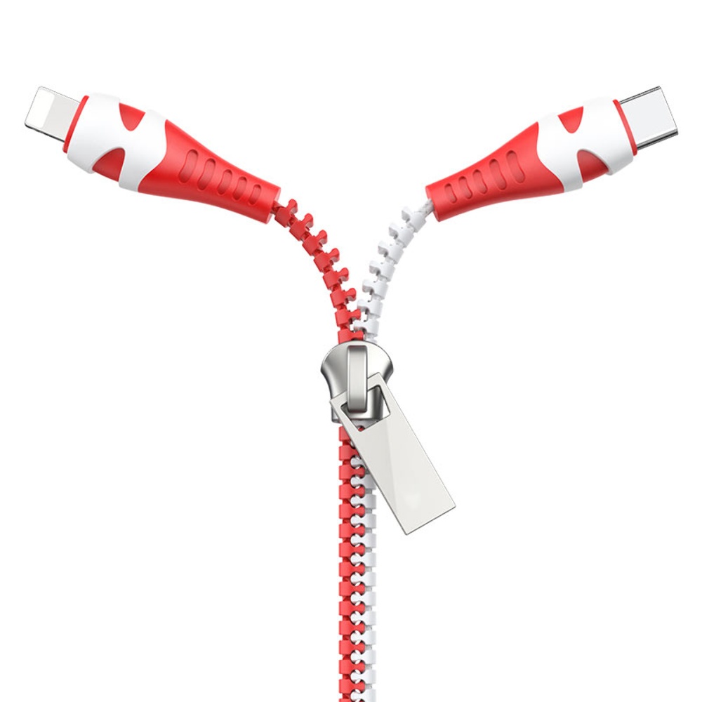 Кабель Hoco U97 2в1 USB to Lightning/ Type-C 1m black red