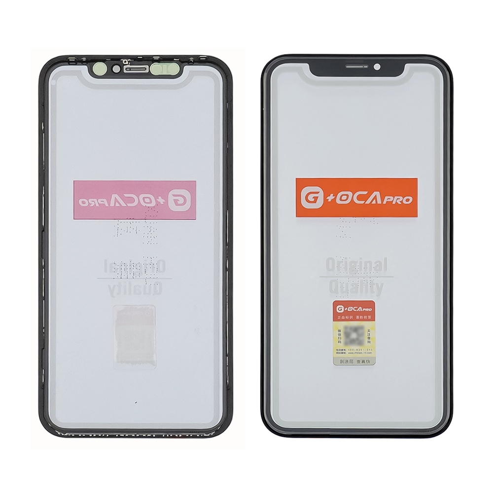 Стекло тачскрина с OCA плёнкой для Apple iPhone 11 чёрное с рамкой и сеточкой G+OCA Pro