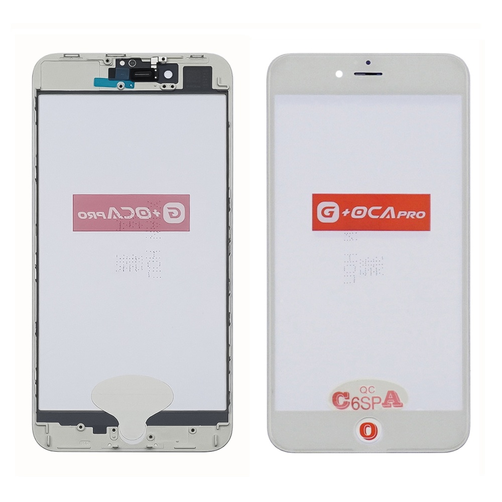 Стекло тачскрина с OCA плёнкой для Apple iPhone 8 Plus белое с рамкой и сеточкой G+OCA Pro