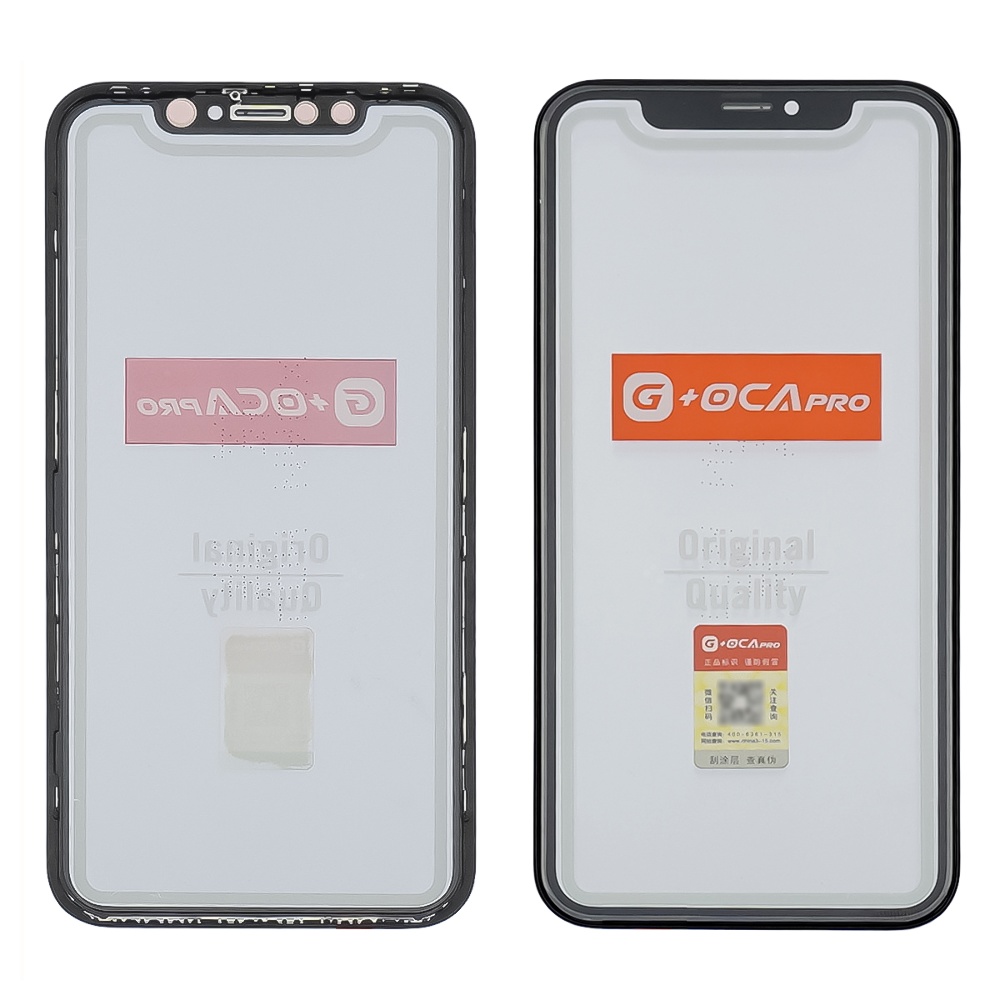 Стекло тачскрина с OCA плёнкой для Apple iPhone XR чёрное с рамкой и сеточкой G+OCA Pro