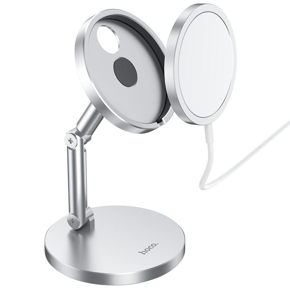 Настольный держатель Hoco PH39 для беспроводной зарядки MagSafe silver