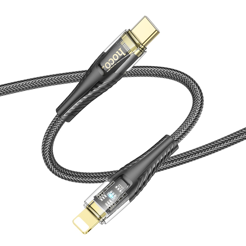 Кабель Hoco U121 с индикатором Type-C to Lightning PD 27W 1.2m black