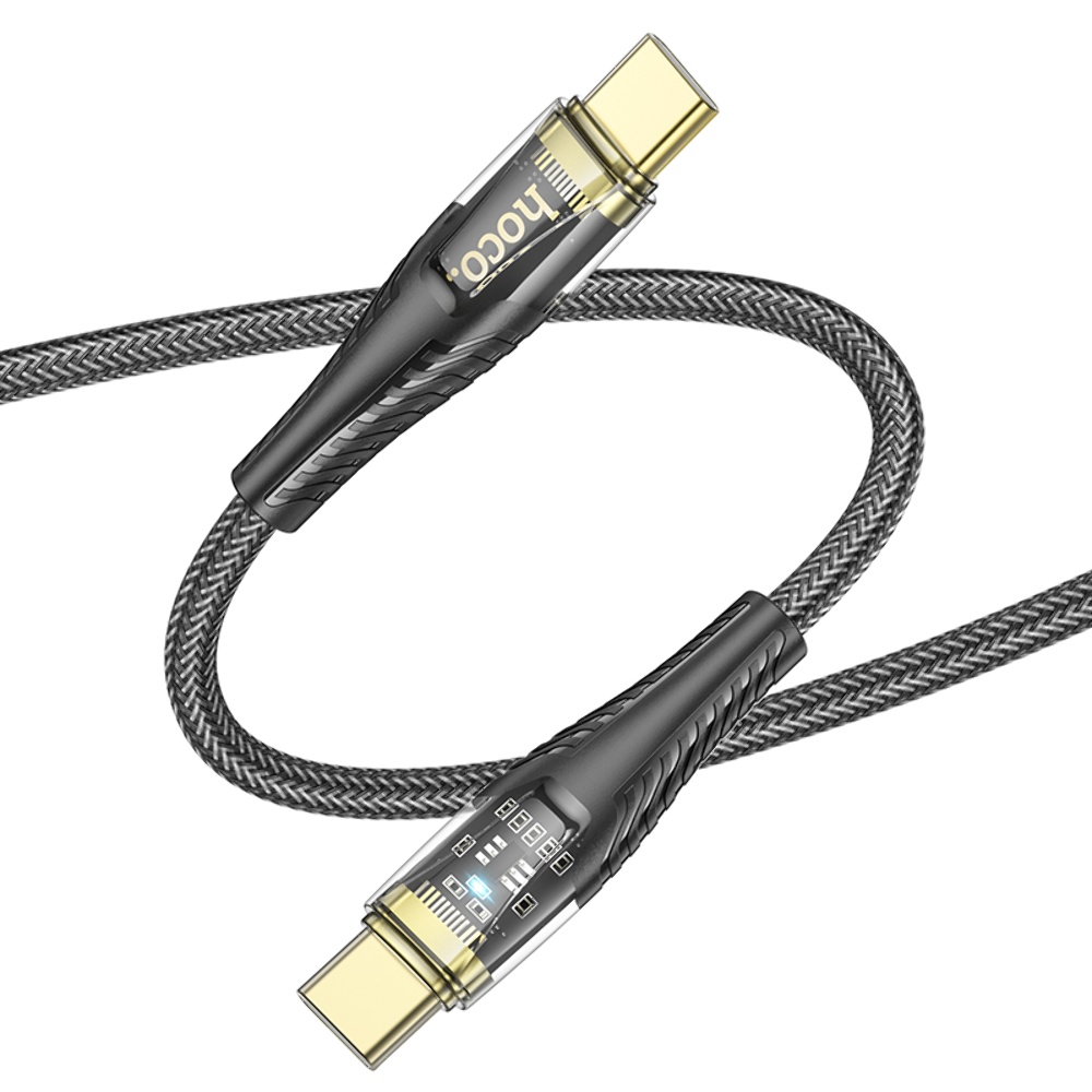 Кабель Hoco U121 с индикатором Type-C to Type-C PD 60W 1.2m black