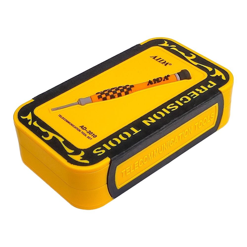 Набор инструментов Aida AD-3010 (отвёртки: Y0.6, -2.0, +1.2, *0.8, *1.2, 4 двухсторонних лопатки, пинцет прямой)