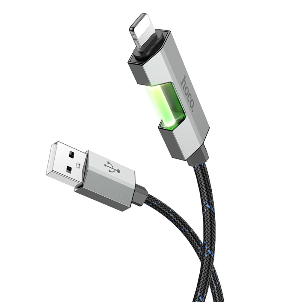 Кабель Hoco U123 с индикатором USB to Lightning 1.2m black