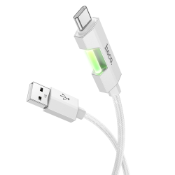 Кабель Hoco U123 с индикатором USB to Type-C 1.2m grey