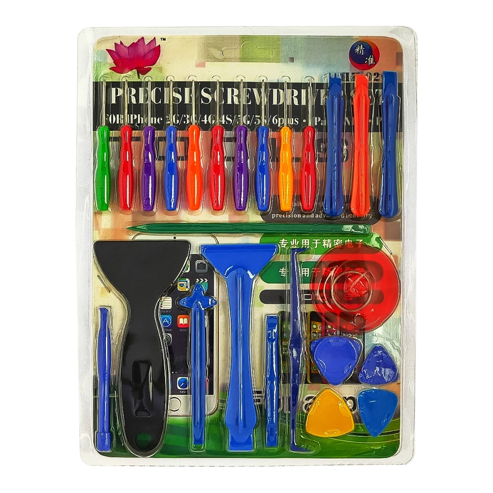 Набор инструментов HH-026 для разборки iPhone, iPad, Mac (10 отвёрток, 2 шпателька, 8 лопаток, 4 медиатора, присоска)
