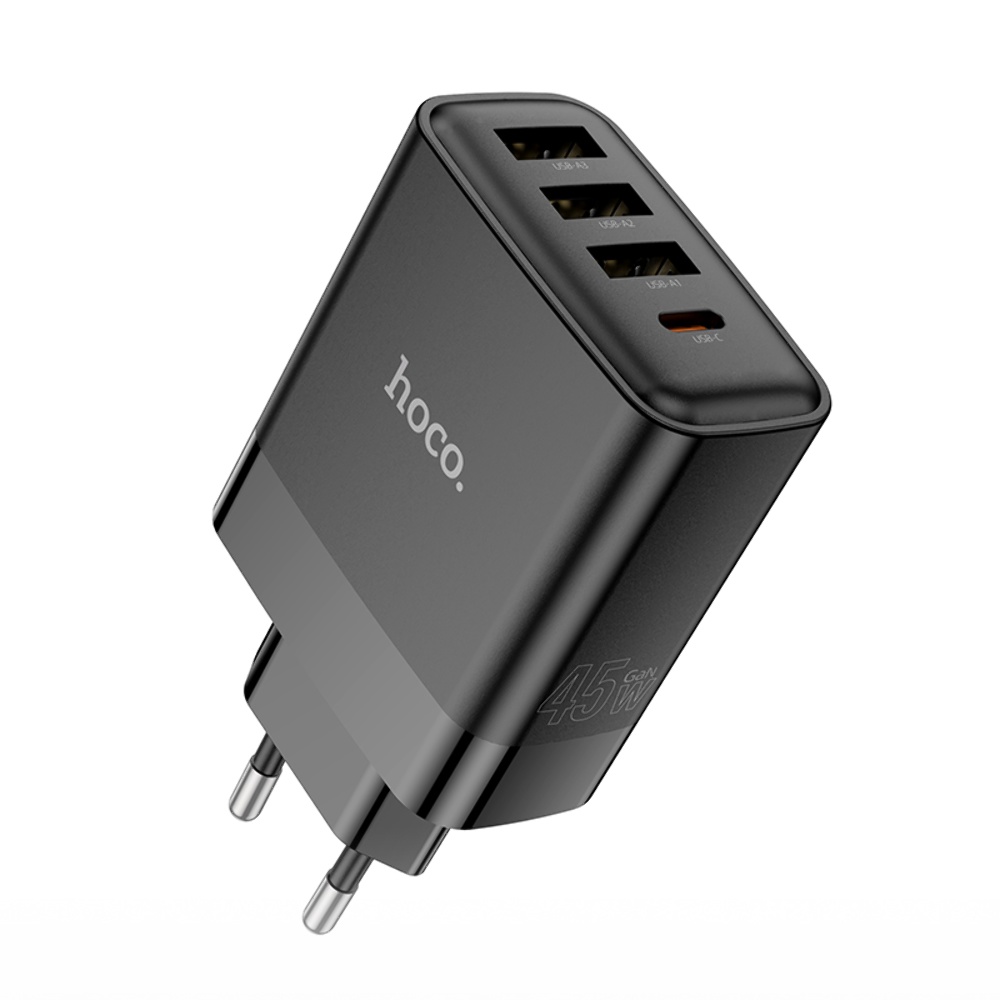 Сетевое зарядное устройство Hoco C127A 3 USB/ Type-C PD45W черное