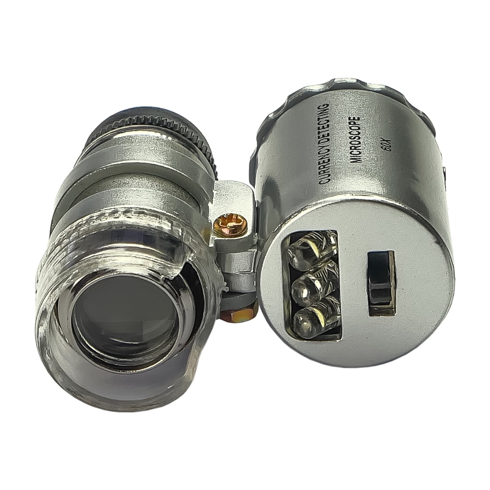 Микроскоп карманный N0.9882, в чехле, c LED и UV подсветкой, кратность увеличения 60X