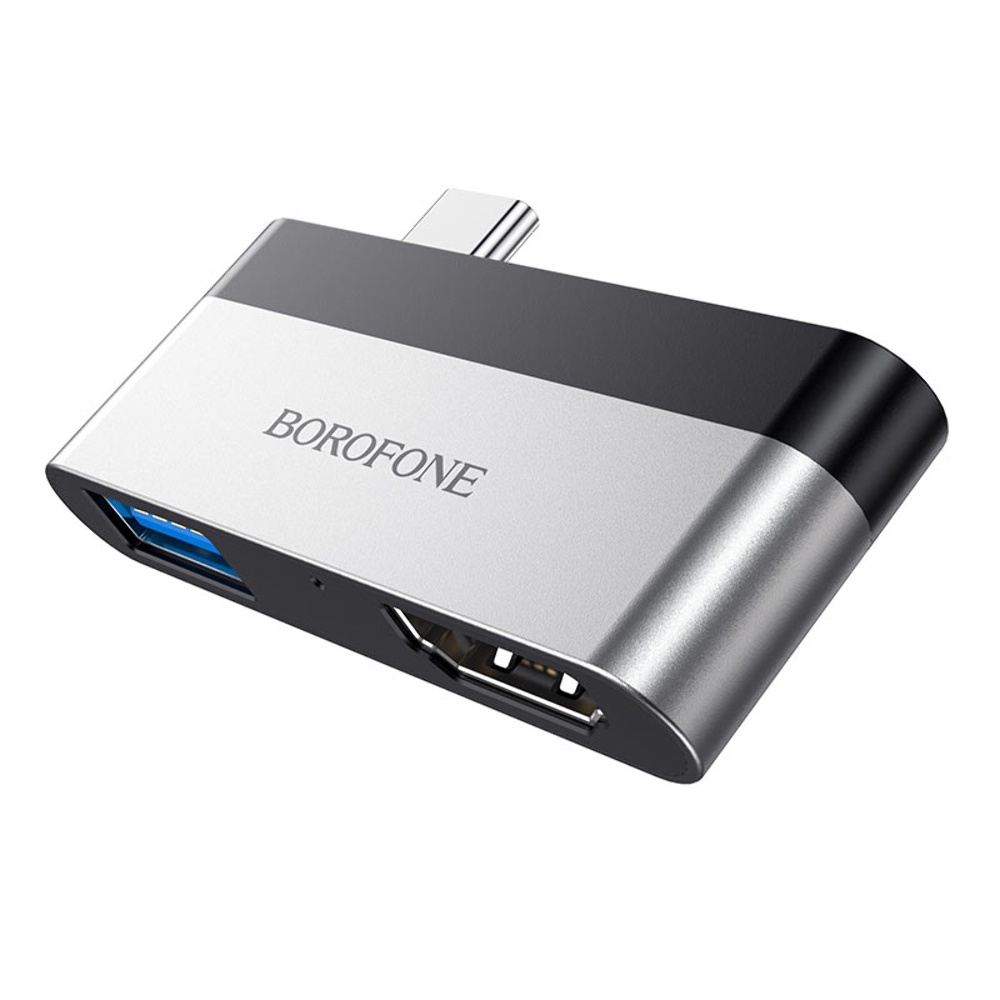 Мультиадаптер хаб Borofone DH2 2в1 Type-C to USB 3.0 (F)/ HDMI (F)