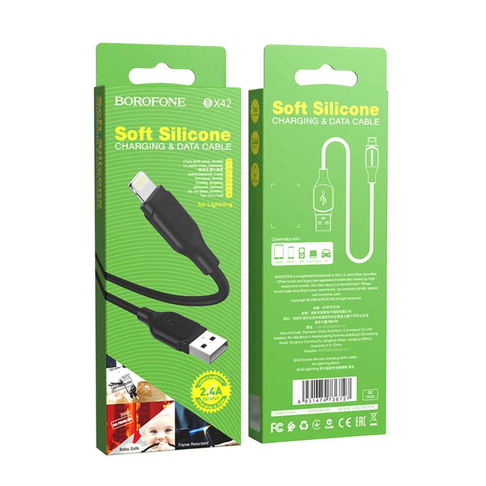 Кабель Borofone BX42 USB to Lightning 1m black