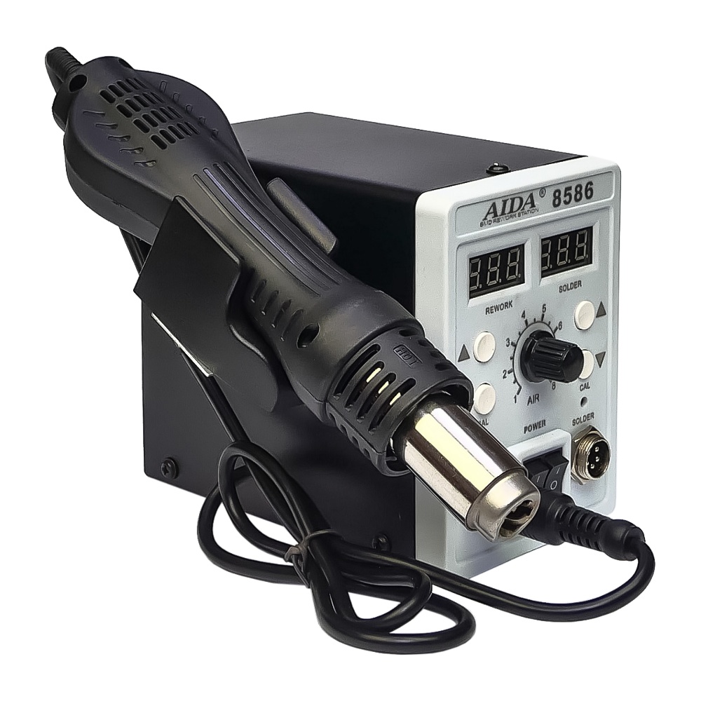 Паяльная станция Aida 8586, фен, паяльник с нагревательным элементом Hakko, цифровая индикация
