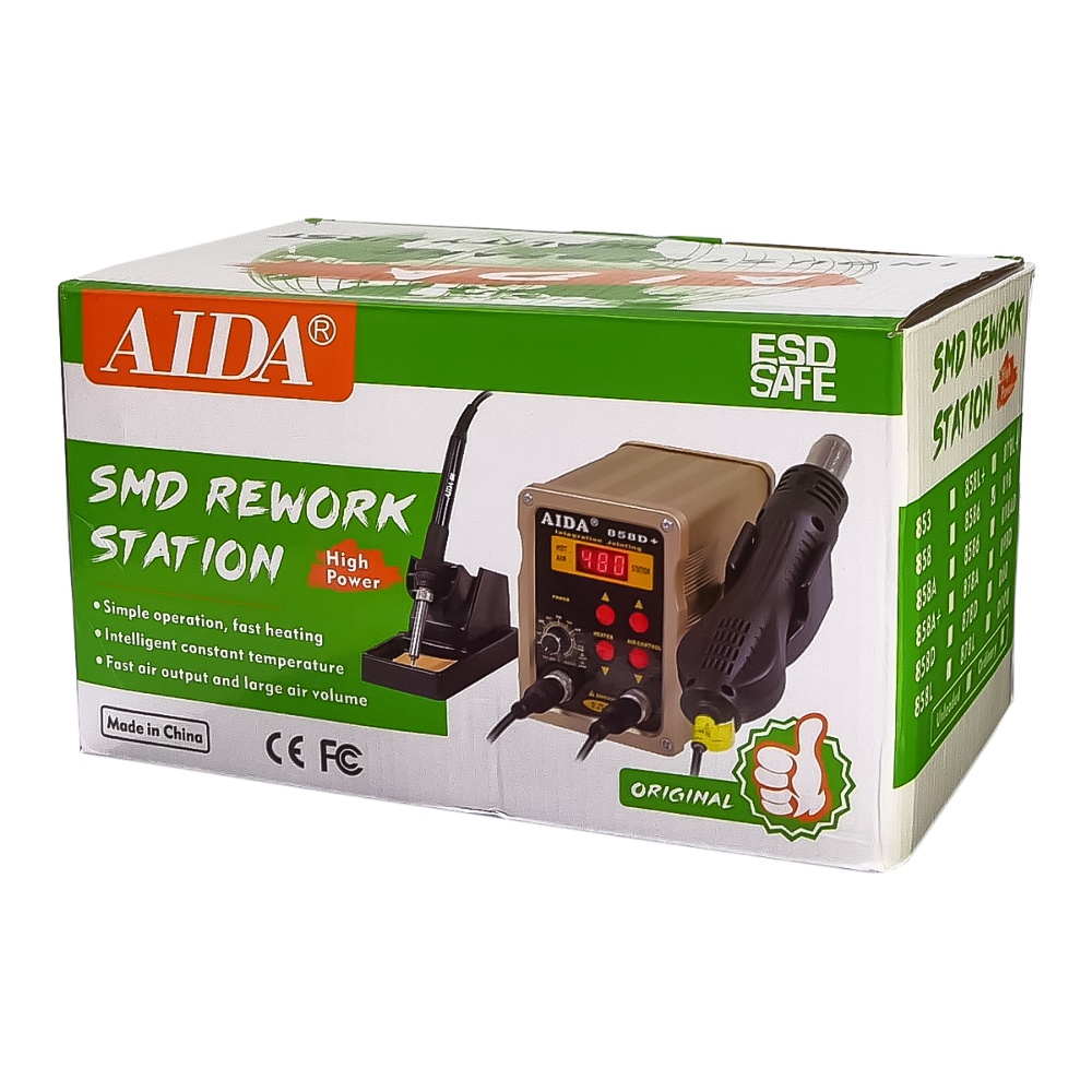 Паяльная станция Aida 8586, фен, паяльник с нагревательным элементом Hakko, цифровая индикация