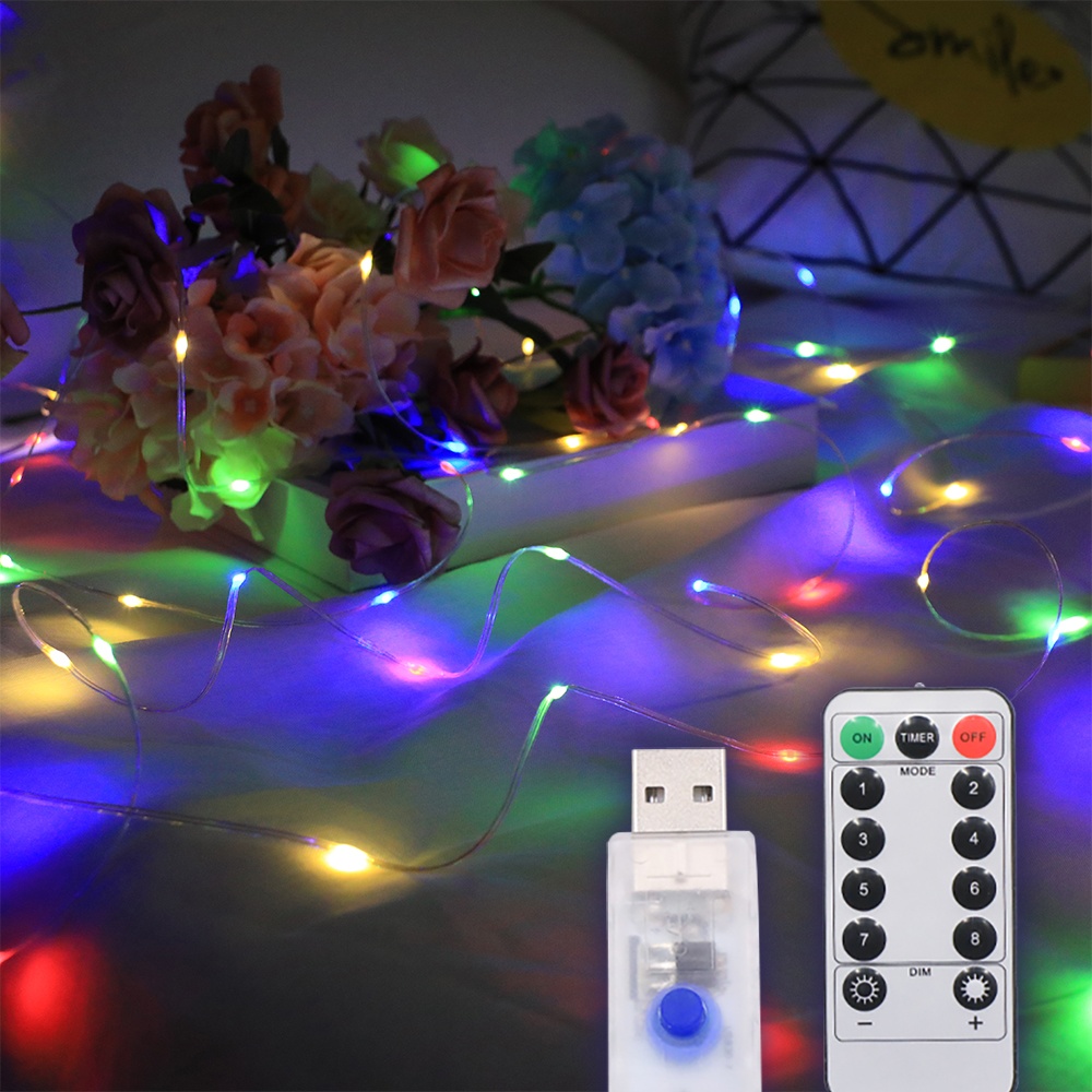 Светодиодная гирлянда USB RGB, 20 м, 200 светодиодов, 8 режимов, с пультом