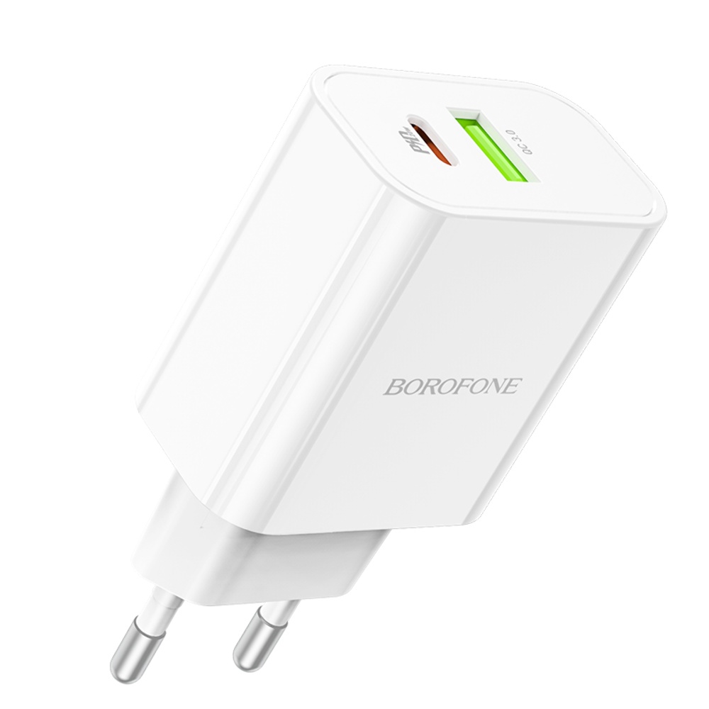 Сетевое зарядное устройство Borofone BA55A USB/ Type-C QC PD 20W белое