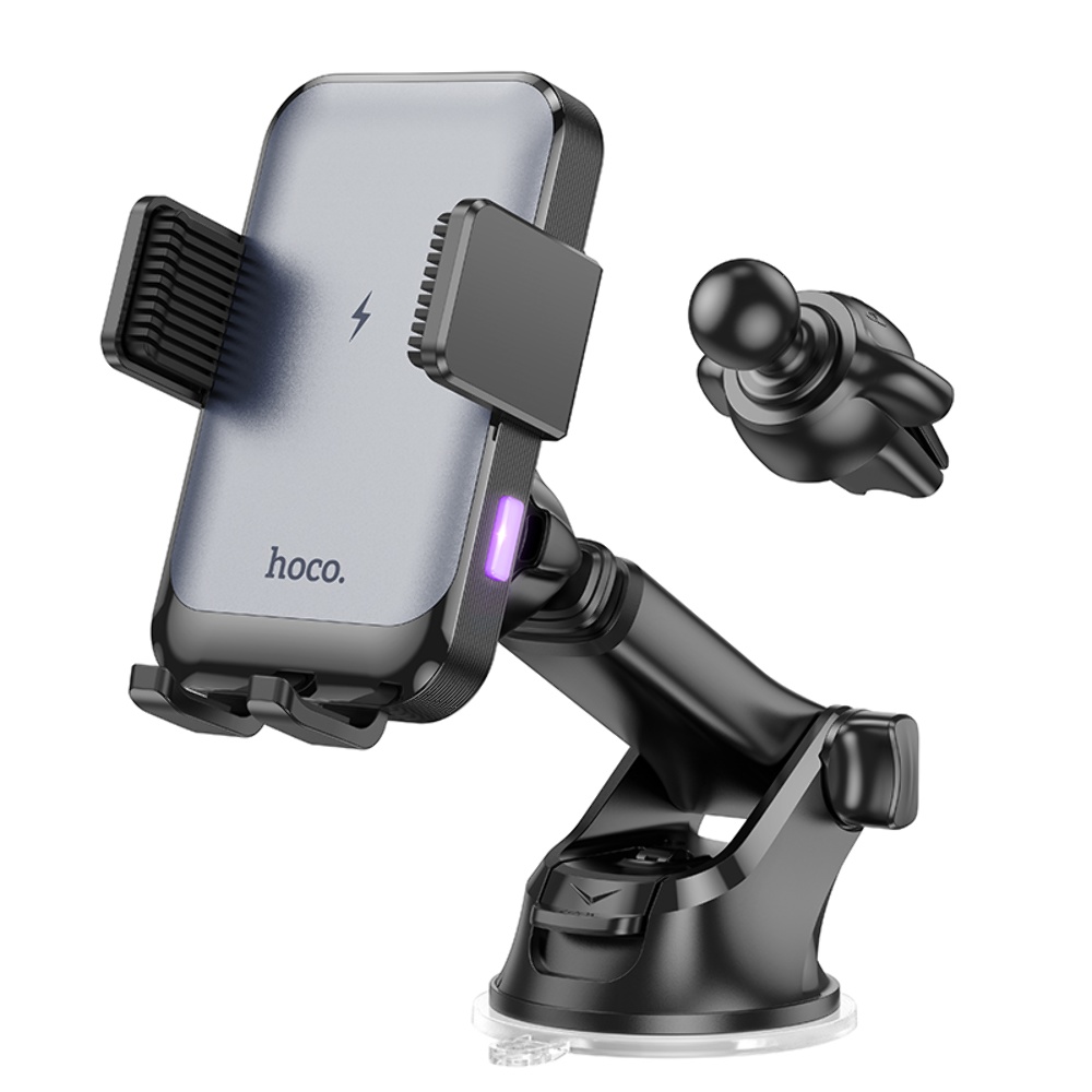 Автодержатель Hoco HW9 с беспроводной зарядкой 15W black gray